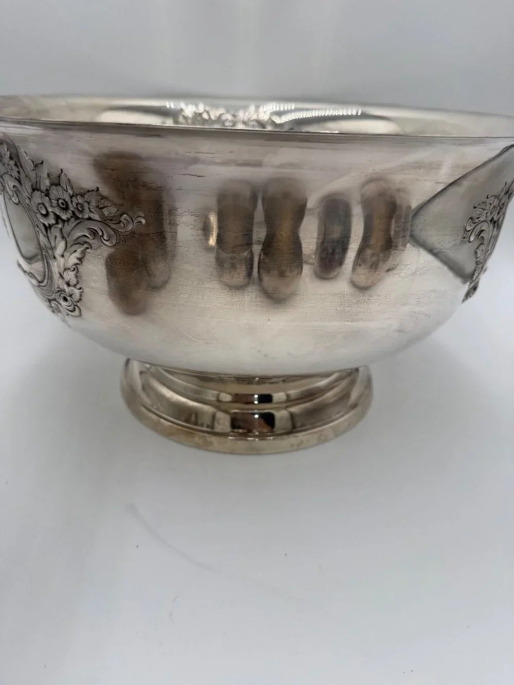 Antique Silver Plated Punch Bowl Set Matching Cups Ladle Vintage  Leonard Sheffi